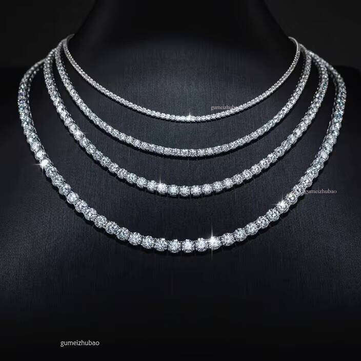 GRA Moissanite Tennis Chain-2mm/3mm/4mm/5mm/6.5mm Diameter