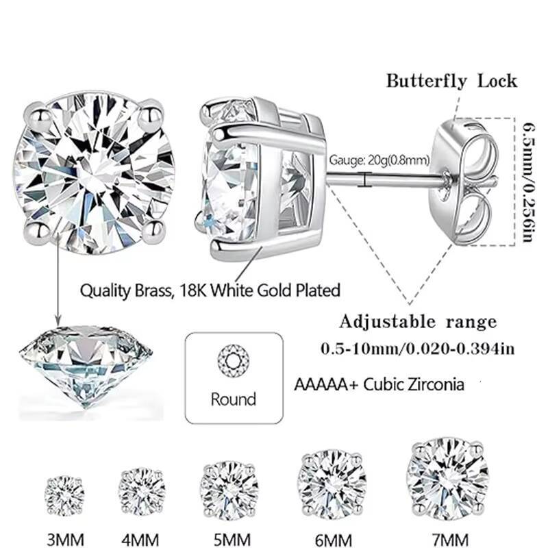 053ct D Color Moissanite Earrings Fashion Round Women Moissanite Stud Earring Moissanite Stud Earrings for Women