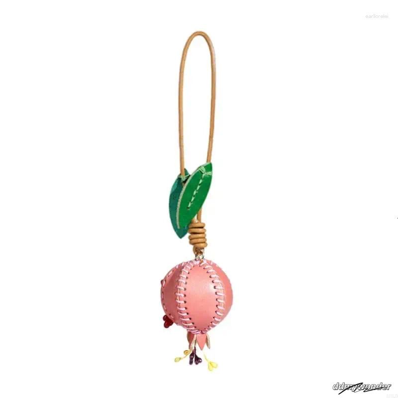 Keychains 3D Pomegranate Pendant PU Leather Keychain Women Bag Charms Decorative Accessories Car Interiors ddmywonder ddmywonder
