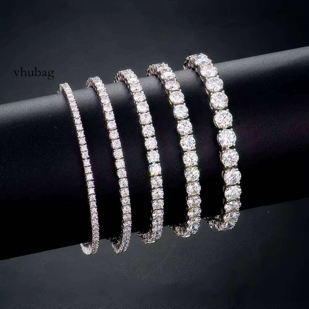 Worldwide Shipping White Gold Sterling Sier Round Brilliant 2-6mm Moissanite Tennis Bracelet Engagement for Man Women