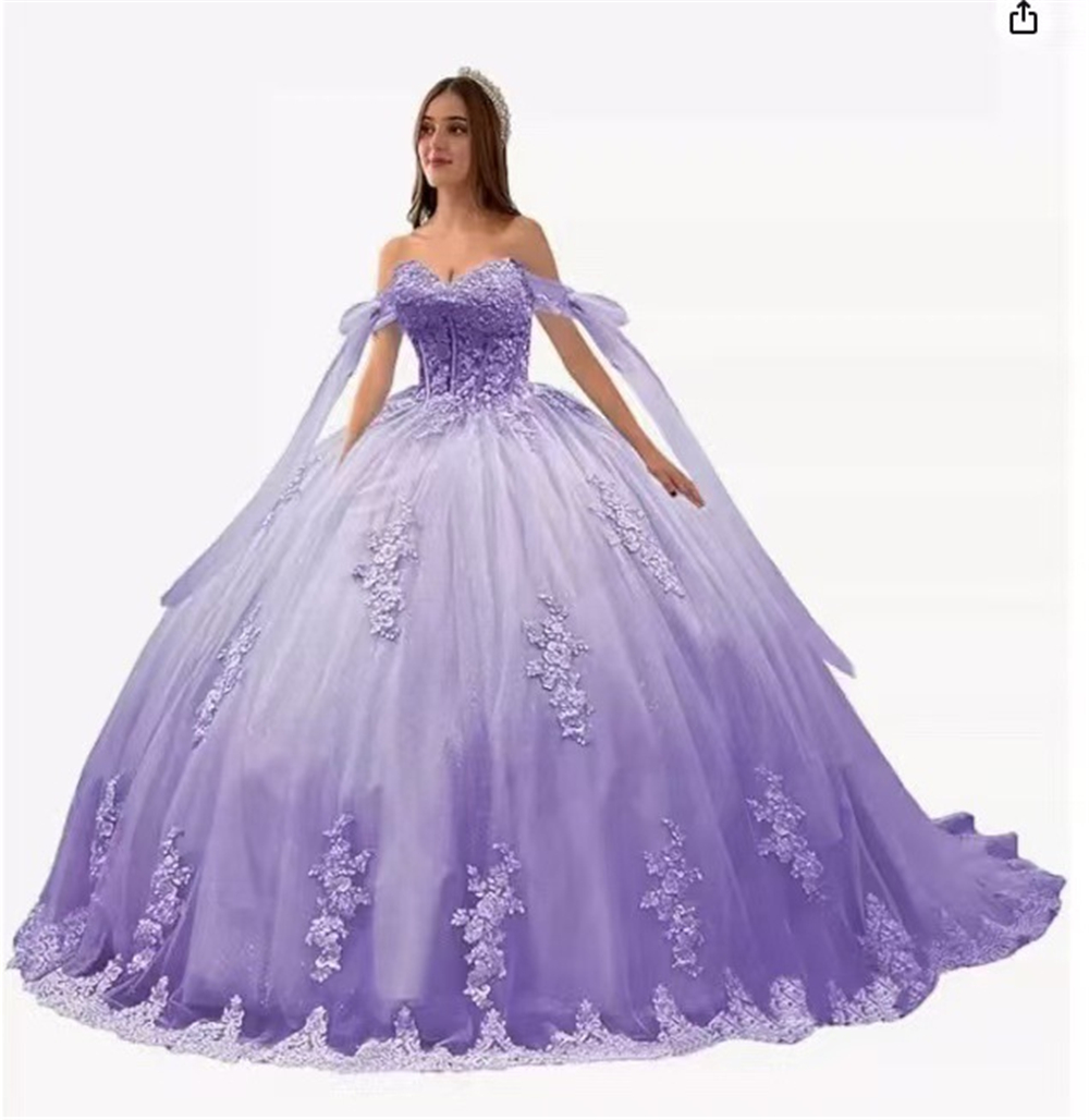 Lace Quinceanera Dresses Ball Gown Appliques Beaded Lace Up Corset 15 16 Birthday Prom Party Gown Vestidos De 15 Anos