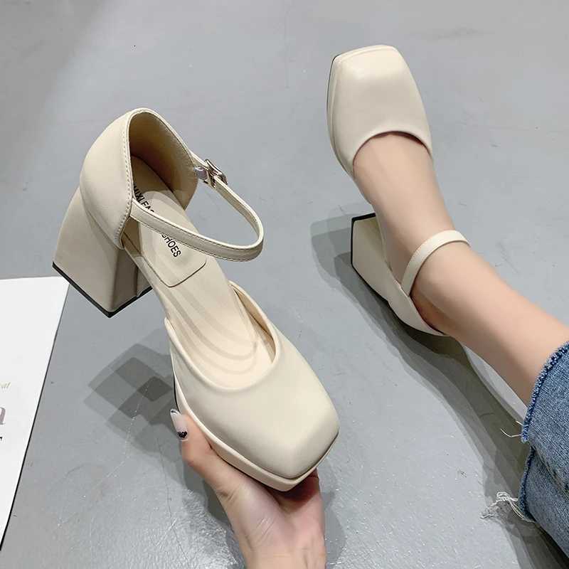 Thickheeled Highheeled Shoes for Women 2024 Spring and Summer New Waterproof Platform Simple Black Thicksoled Elegant Shoes W250910