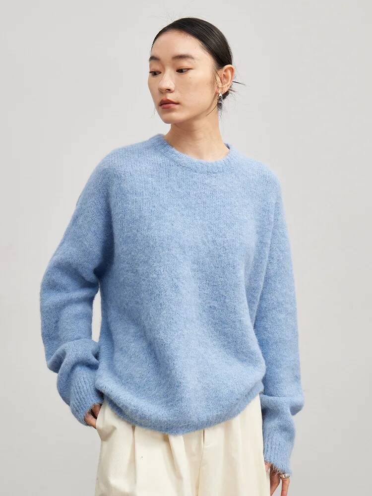 SuyaDream Warm Alpaca Pullovers for Woman, Dropped Sleeved Loose Sweaters, 2025 Fall Winter Top, Camel, Beige dongdumaoyi