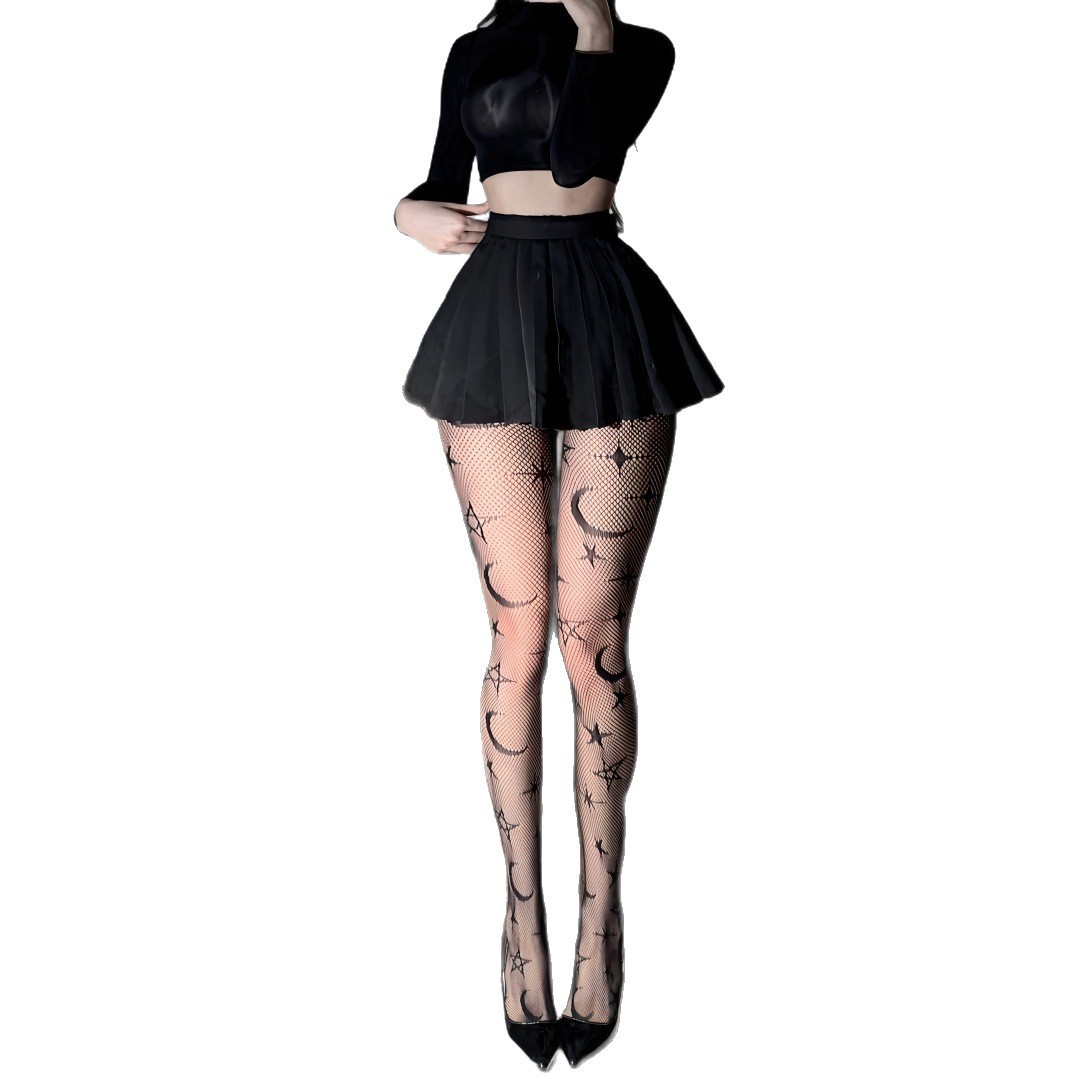 Design Socks For Women Sexy moon Stockings Women Socks Sexy Black Thigh Stockings Long Knee High Nightclubs Pantyhose hollow stockings T9054