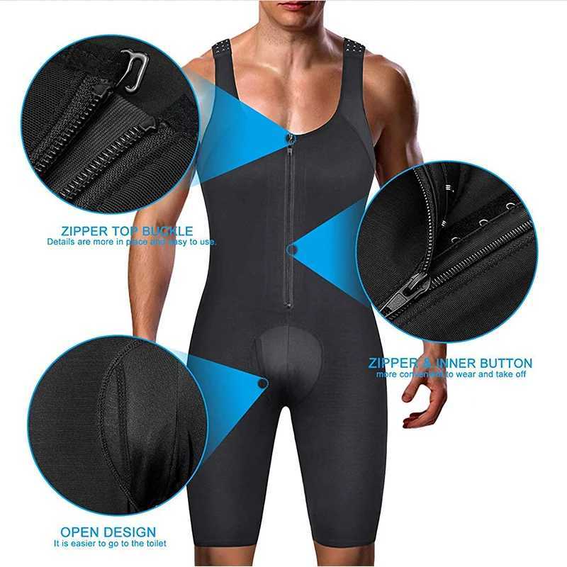 Men Tight Slimming Bodysuit Zipper Compression Shapewear Waist Hip Enhancer Men Boobs Shaping Underwear Open Crotch Faja W250910