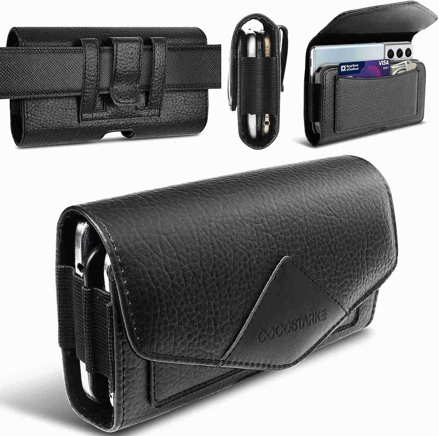 Leather Cell Phone Holster Belt Loop Phone Belt Holder for Men Carrying Phone Pouches Wallet Black for Phone Z250910