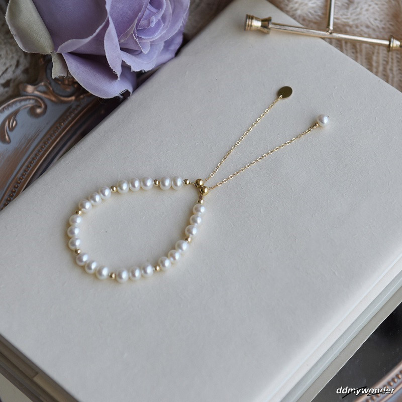 French Simple Freshwater Pearl Bracelet Female Grape Purple Pearl 14K Gold Design Light Adjustable Bracelet