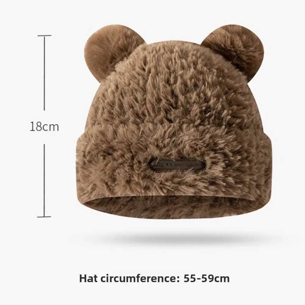 Thickened Warm Ear Protection Hat Coldproof Pompom Fluffy Bear Ears Knitted Hat Cute Soft Beanie Hat for UnisexXJ250910