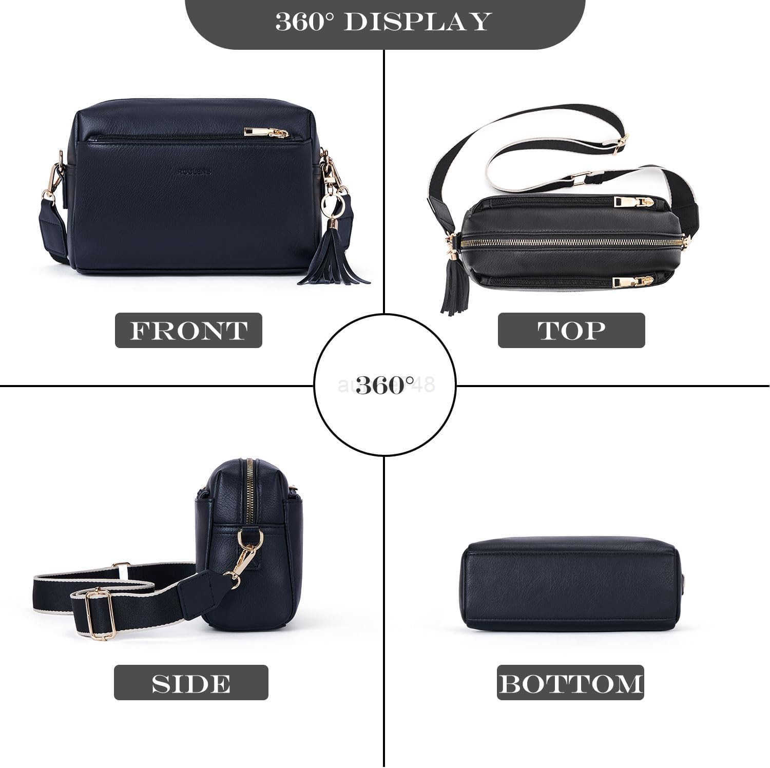 Triple Zip Small Crossbody Bag for womenWide Strap Cell Phone Purse Shoulder Handbag Wallet with CARD SlotsZ250910