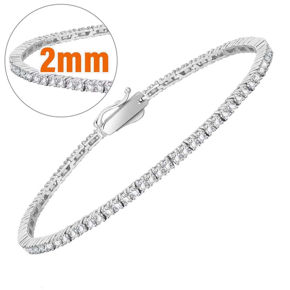 Dia Tennis Sterling Sliver Round Cut Moissanite Classic Bracelet For Women & Men Jewelry