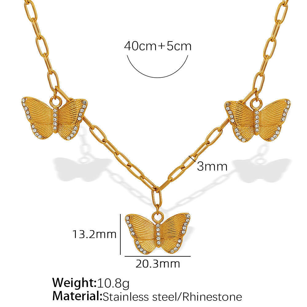 Fashion Commuting Ins Style Butterfly Pendant Trendy Fairy Temperament Personality Versatile Necklace Earrings