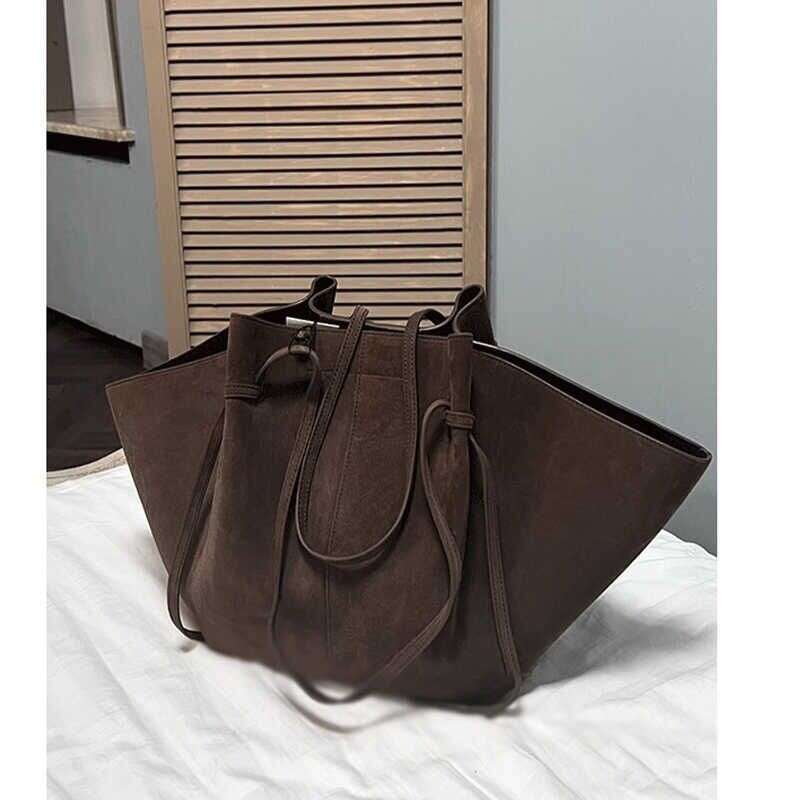 2025 Women's Autumn And Winter New Item Frosted Suede Wing Large Capacity Single Shoulder Tote Bag