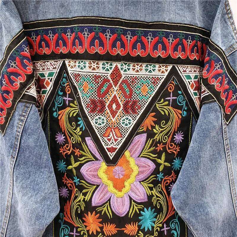 Designer Clothing 2025 Spring New Women Denim Boho Heavy Work Embroidery Beaded Sequins Vintage Long Sleeve Casual Jean Jacket Female Outerwear