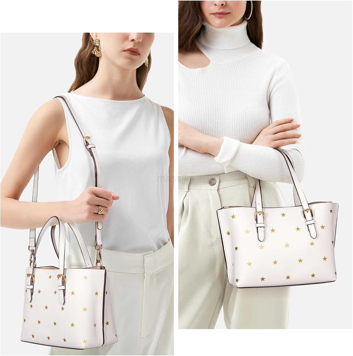 Star Print Tote Bag for Women Tophandle Crossbody Bags Soft PU Crossbody Tote Large Capacity Womens Satchel Handbag M250910