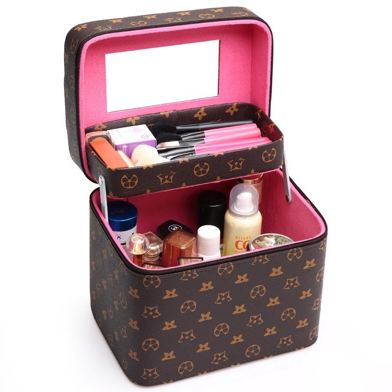 Free shipping designer bag Makeup bag for women portable large capacity new high-end cosmetics storage box with mirror