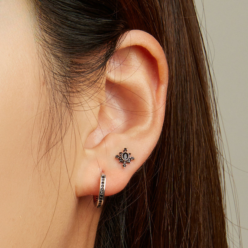 Cult Classic Motif Accessories: Spooky Blackened Steel Skully Charm Trio Including Studs & Bracelet