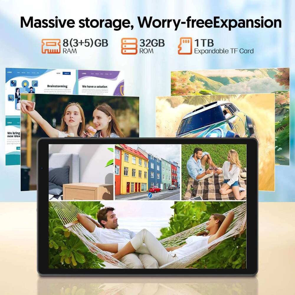 BAKEN Android 15 Tablet, 8 (3+5)Gb + 32Gb Storage, Penta-Core Processor, Wi-Fi6, Bluetooth, Usb-C, Google Play Store,