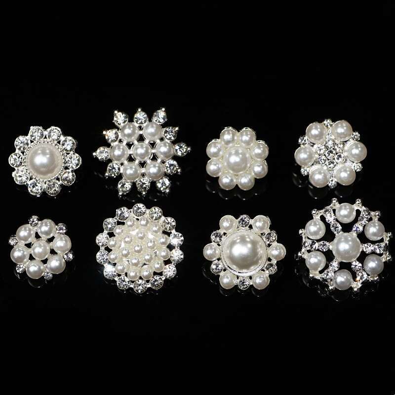 Lanjia- Style Alloy Inlaid Dia Pearl DIY High-End Clothing Hand-Sewn Simple High-Leg Knitted Sweater Decorative Button Cb50e