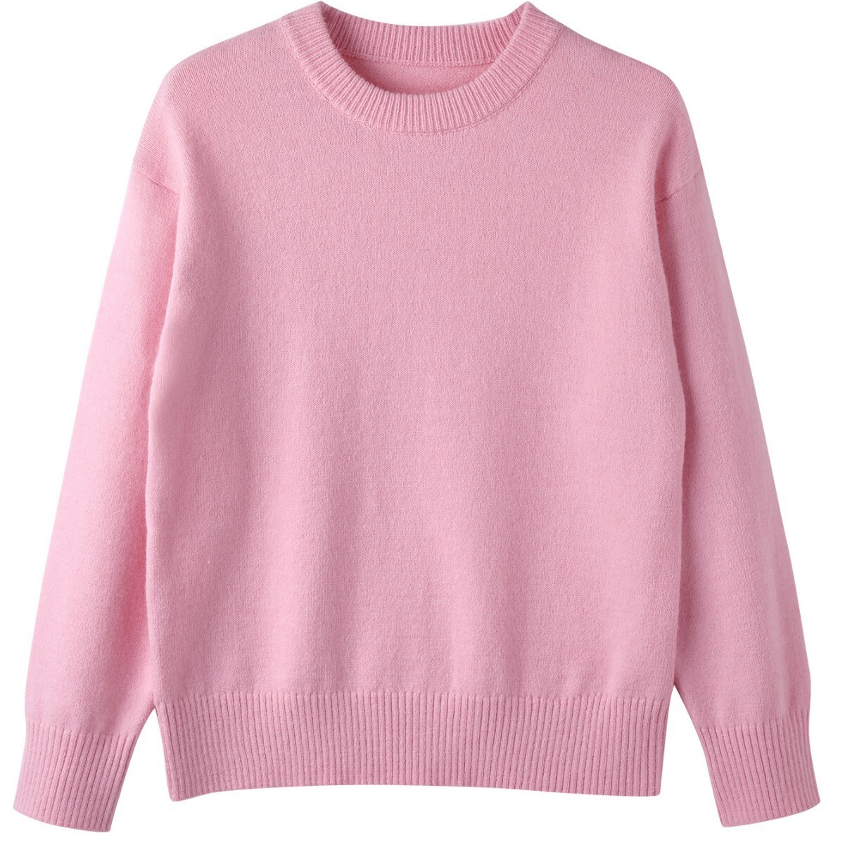 2025 new round neck pink design long sleeved knitted sweater for women's designer casual pullover