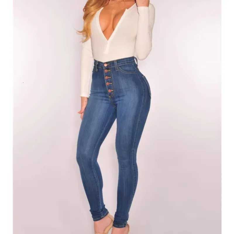 Botvotee Button Up Skinny Pencil Jeans for Women High Waisted Casual Elegant Denim Pants Vintage Retro Blue Strentch Jeans Woman Z250910