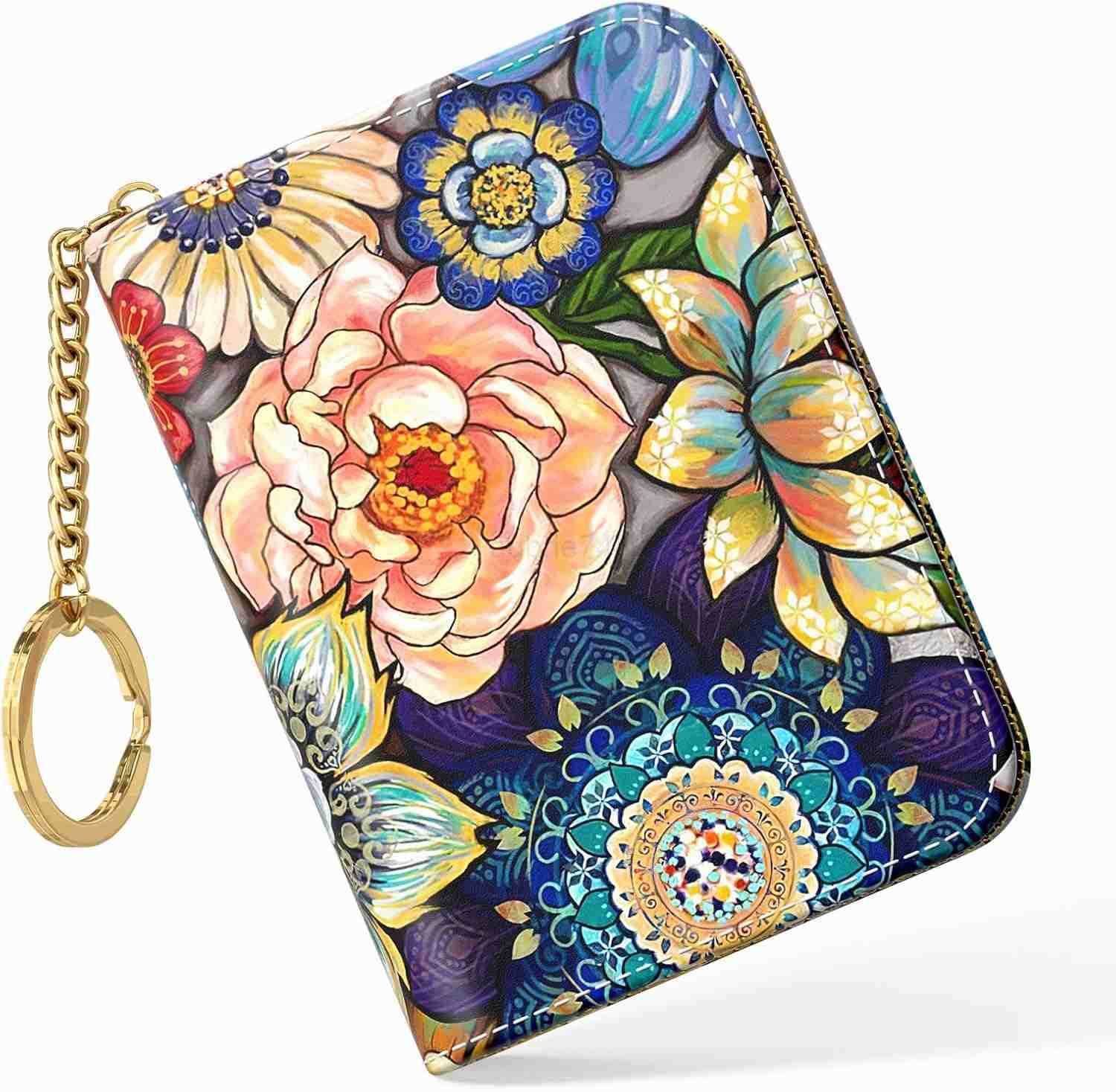 Womens Small RFID Blocking Leather Wallet Colorful Ink Marble Slim and Compact Size 12Slot Compartment Protects PrivacyZ250910