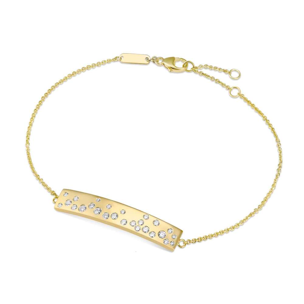 New Arrival High Quality Gold Plated Engravable Stainless Steel Bar Dia Moissanite Bracelet Women