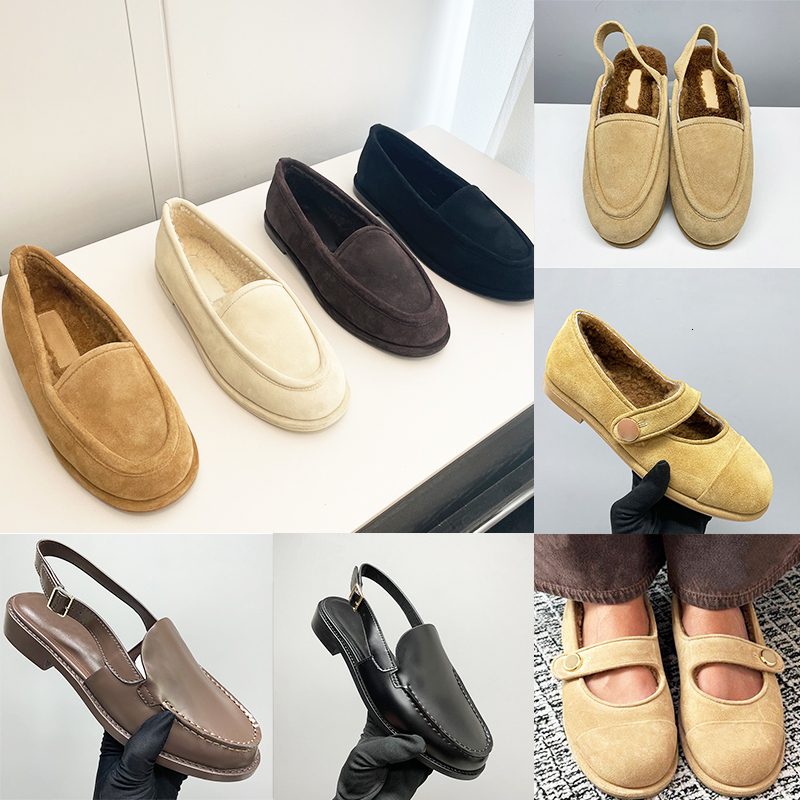Designer Loafers Women Ballet Flats Fashion Slingback Shoes Suede Dress Shoes Girls Sandal Wool Loafer Casual Shoes 755