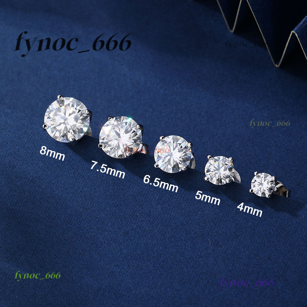 1.0CT 2CT 3ct Mossanite 925 Sterling Silver Earrings 4mm-8mm Classic Design VVS1 Moissanite Diamond Ear Stud for Men Women