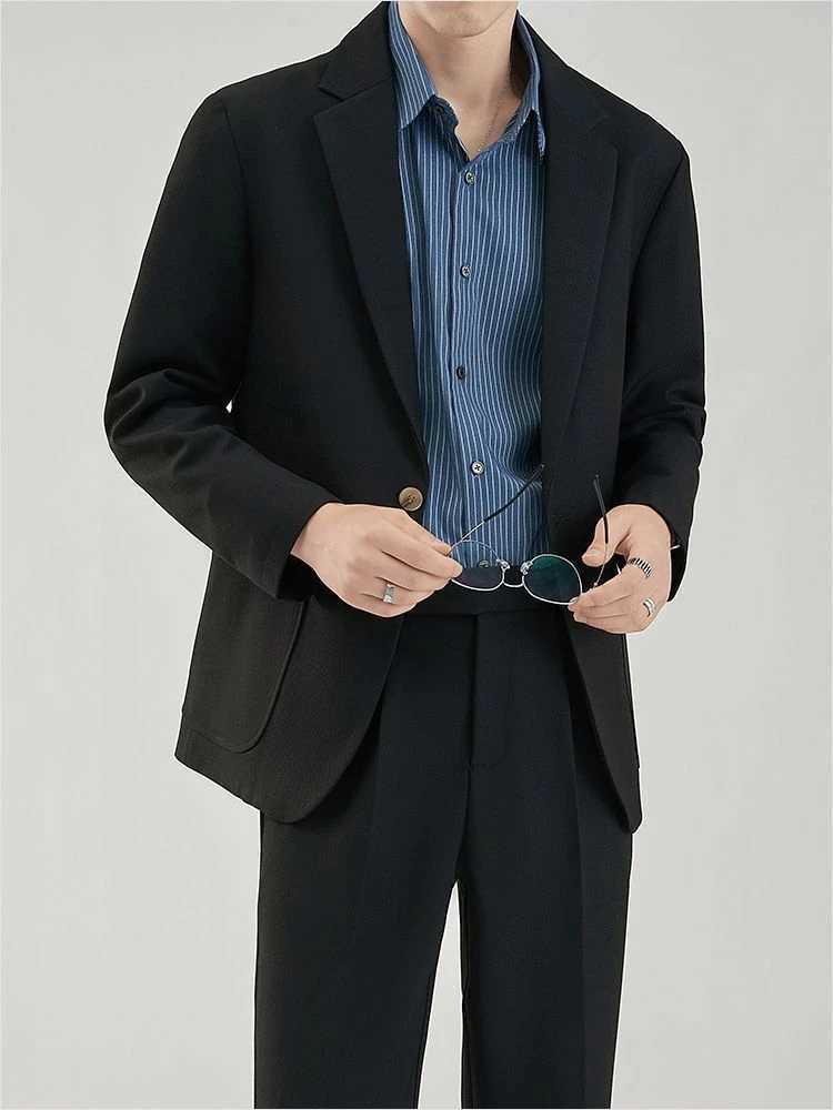 2 Piece Outfit Set Man Business Solid Color Big Size Full Suit for Men Dress Blazer Formal Casual Luxury Spring Autumn Clothing W250910