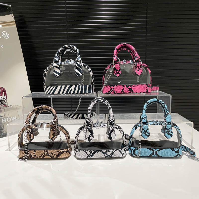 2025 autumn new fashionable snake bag skin pattern European and American style niche design transparent women's shoulder bag designer bag