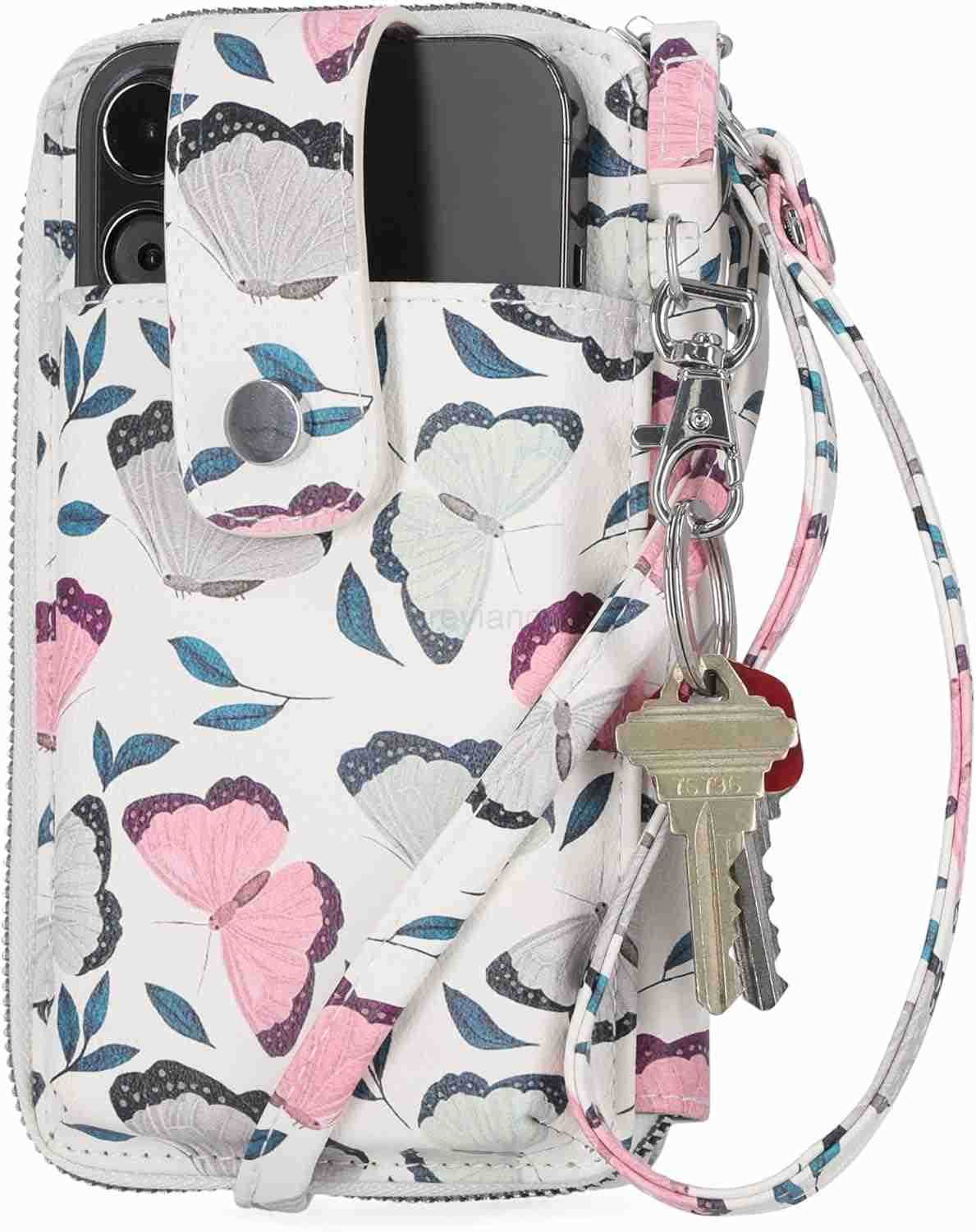 Crossbody Wallet for Women Vegan Leather Small Travel Handbag with Phone Holder Compact Organizer with Card Slots and Adjustable Strap Vacation PuW250