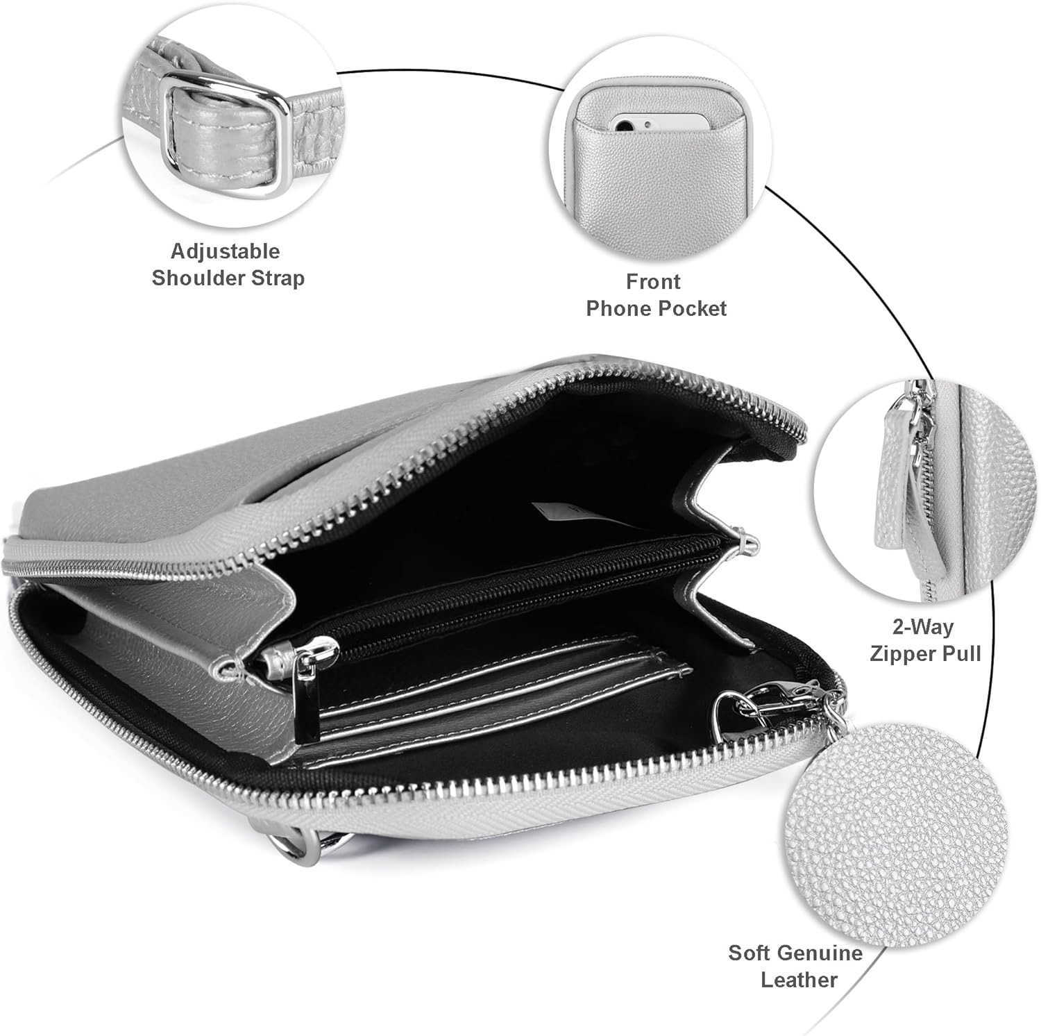 Genuine Leather Crossbody Cell Phone Purse for Women Small Zip Around RFID Blocking Crossbody Wallet Bags Z250910
