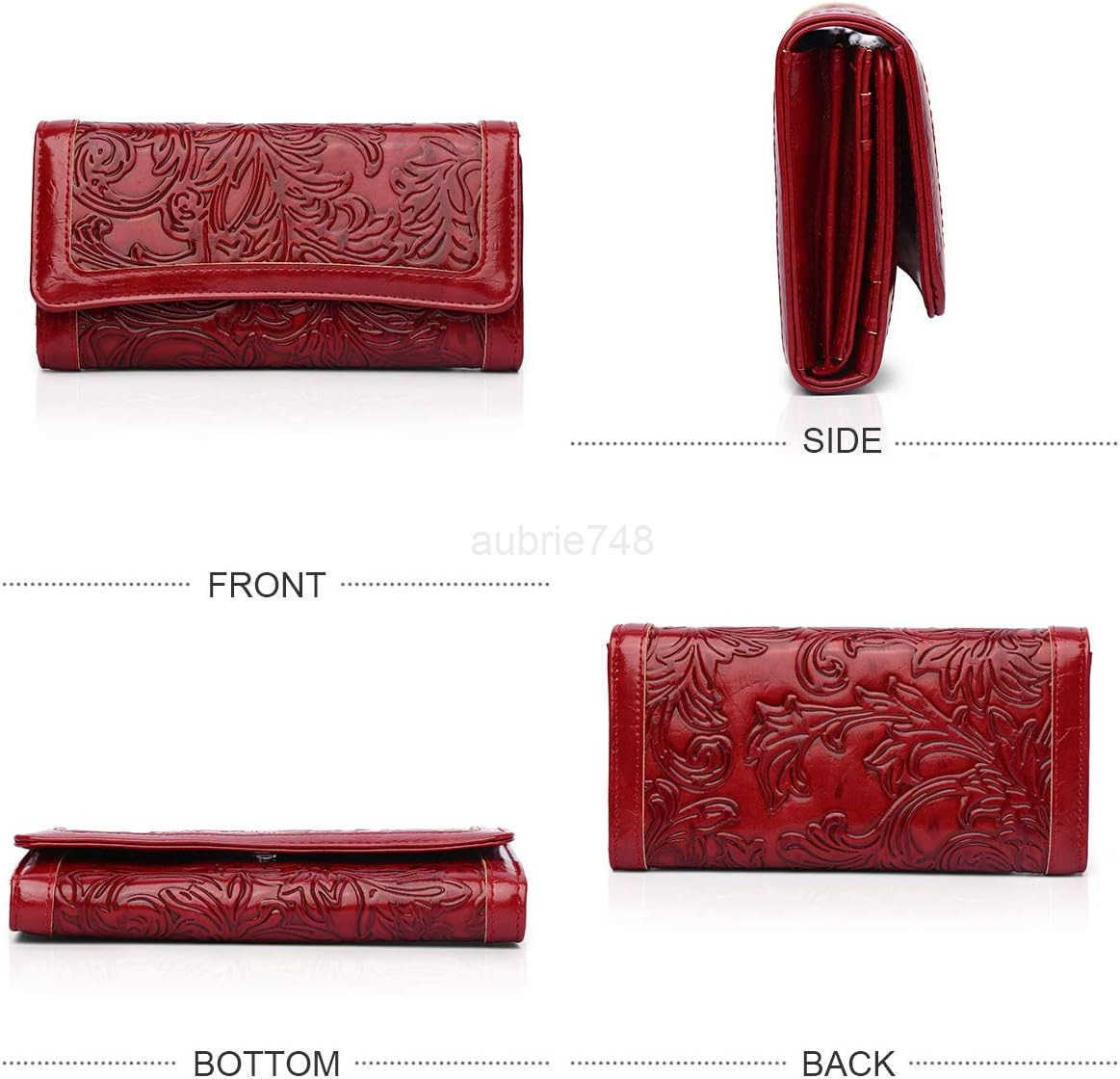 Womens Wallet Leather RFID Blocking Trifold Ladies Purse Embossed long Clutch Card Holder Phone Checkbook OrganizerZ250910