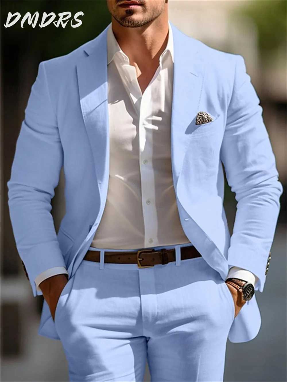 Classic Summer Mens Suit 2PCS For Wedding Formal Solid Suit Including Jacket Pants For Party Classic Occasion Clothing W250910