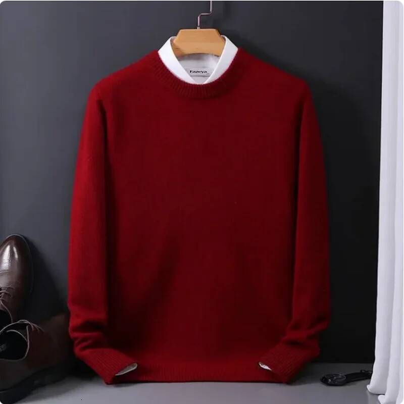 2024 Cashmere Sweater O-neck Pullovers Men's Loose Oversized M-3XL Knitted Bottom Shirt Autumn Winter New Korean Casual Men Top dongdumaoyi
