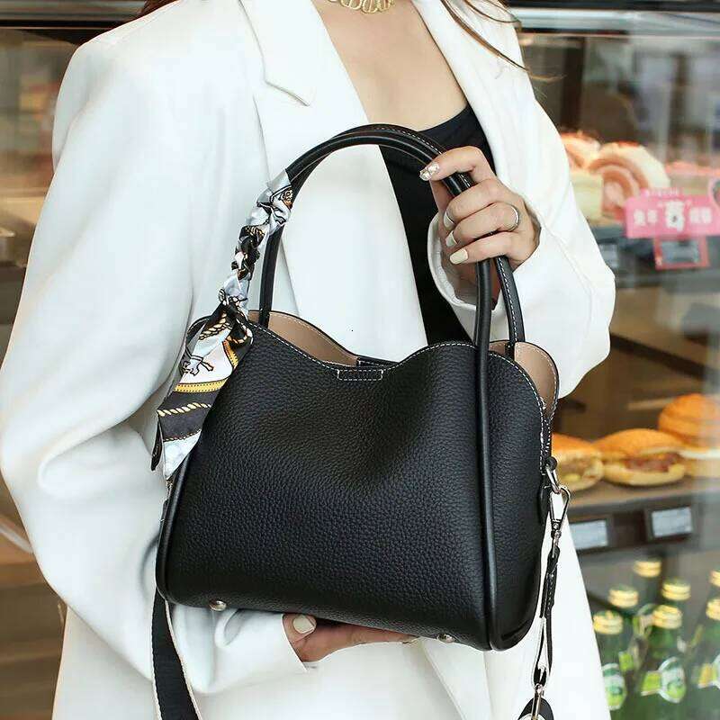 Luxury bag YA NA TARI Female genuine cow leather for women blue Handbag New Crossbody Bucket Bag Shoulder tote medium