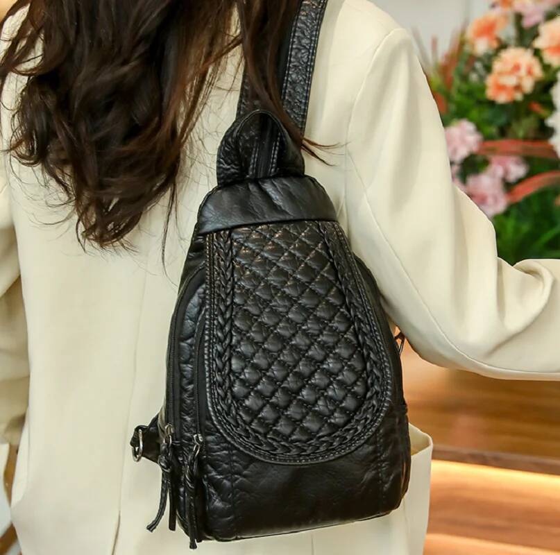 New Fashion High Quality Soft Leather Small Backpacks Women's Multi-function Large Capacity Shoulder Bags Crossbody Chest Bag high-quality