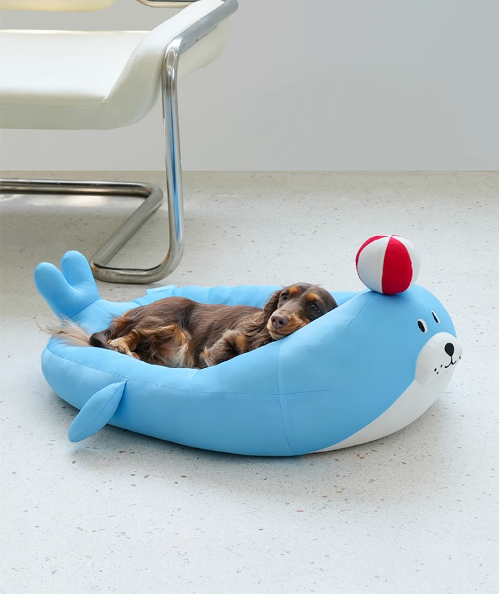 Cooling Beach-Themed Pet Mattress: Washable Canine/Kitten Bed with Chill Zone