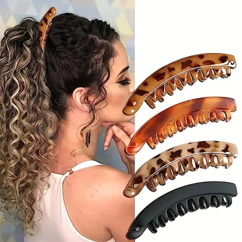 Matte Banana Hair Clip Fish Shaped Hairpin Ponytail Headband For Women Hair Accessories HairgripsTwist Clamp Barrettes Headwear 250909
