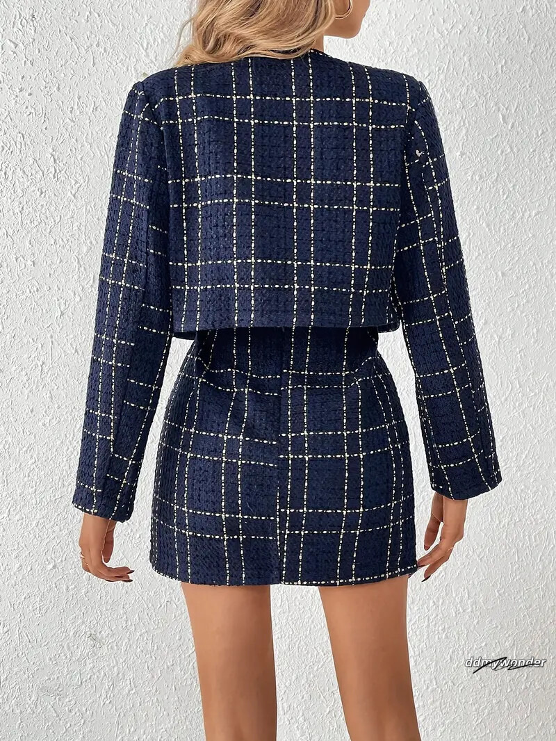 Free Shipping Designer High-End Classic Quality Top Jacket Hot Selling Light Half Body Short Skirt Set