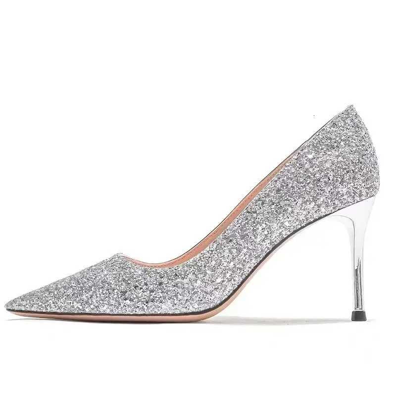 High Heels Women Wedding Shoes Bride Gold Heels Luxury Designer Elegant Party Sandals Dress Banquet Sequins Sandalias De Tacn W250910