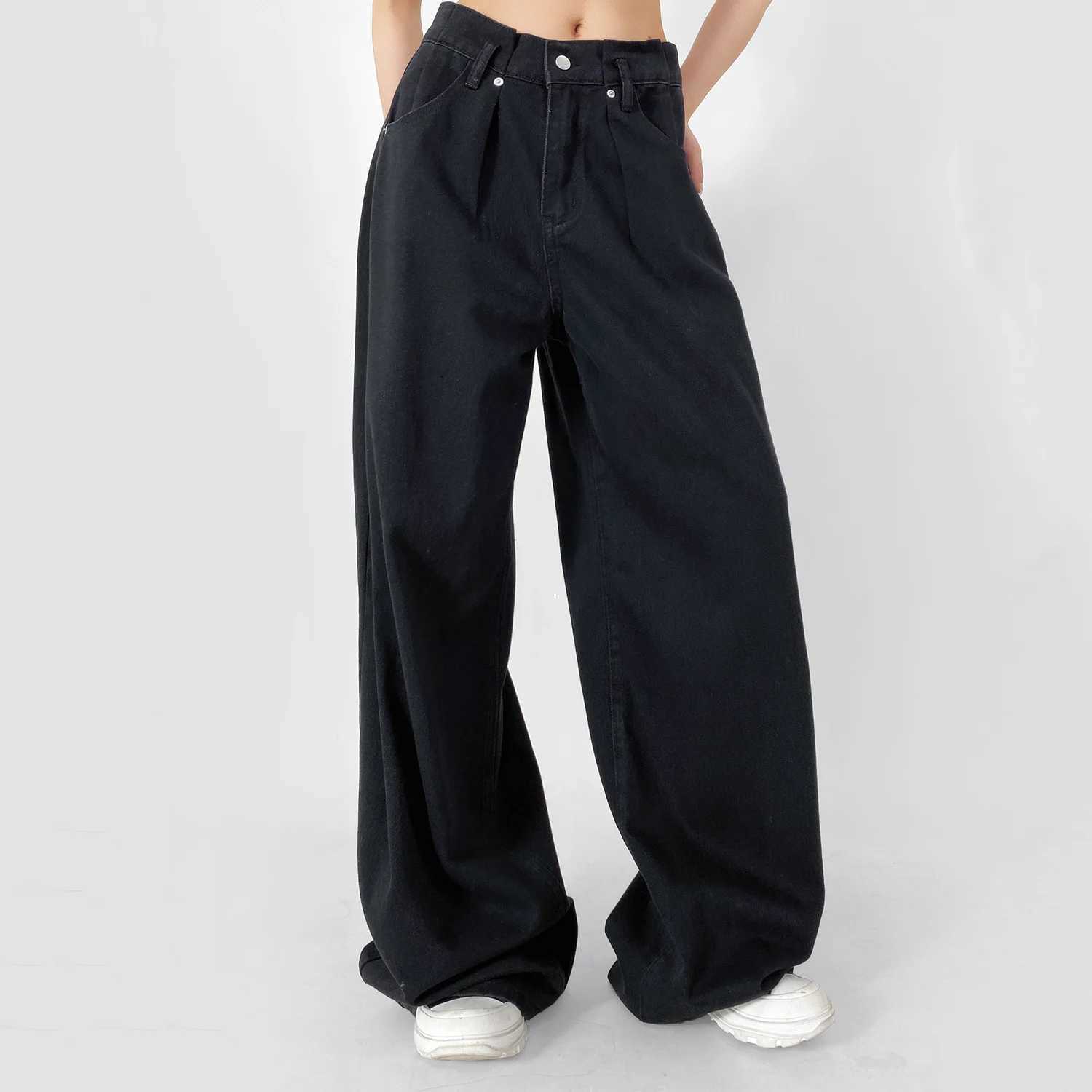 HighWaist WideLeg Pleated Jeans Relaxed Baggy Fit with Soft Drape Light Wash Options Z250910