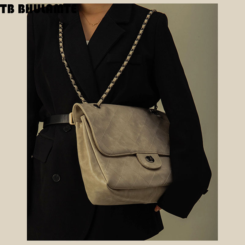 Free Shipping Designer Bag Women's OL Bag Fashion Retro Large Capacity Quilted Chain Bag New Single Shoulder Luxury Bag Commuter Underarm Bag Wom