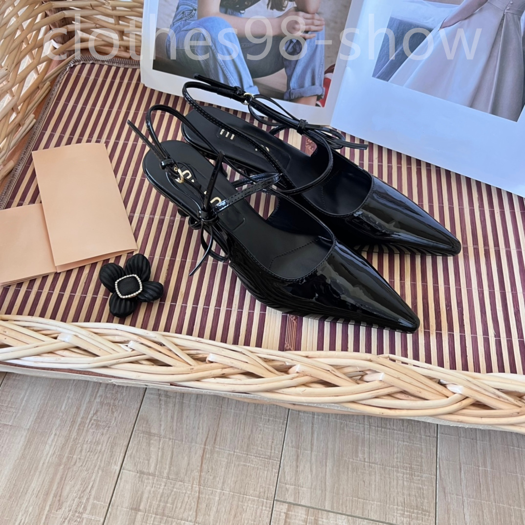 M-buckle heels 2025 new French pointy thin with temperament sexy everything with a small number of words with red soled sandals