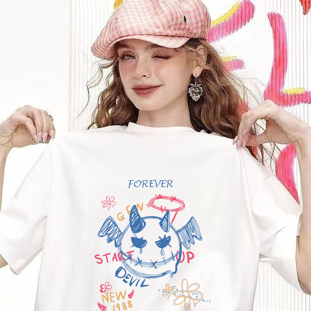 Fashion Versatile Printed Short-Sleeve Top - High-Quality Heavyweight Pure Cotton Tee (260g) 202509091007
