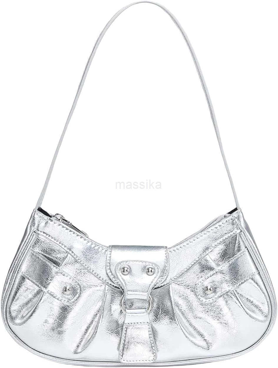 Womens Pleated Hobo Shoulder Bag PU Leather Clutch Handbag M250910