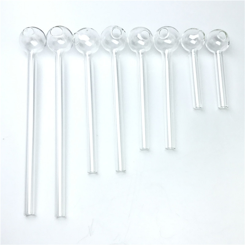 Goodsstore 6/10/12/15cm Clear Glass Oil Burner Straw Pipe with 8x1mm Thick Glass Tube 22mm Ball Bowl Hand Smoking Pipes