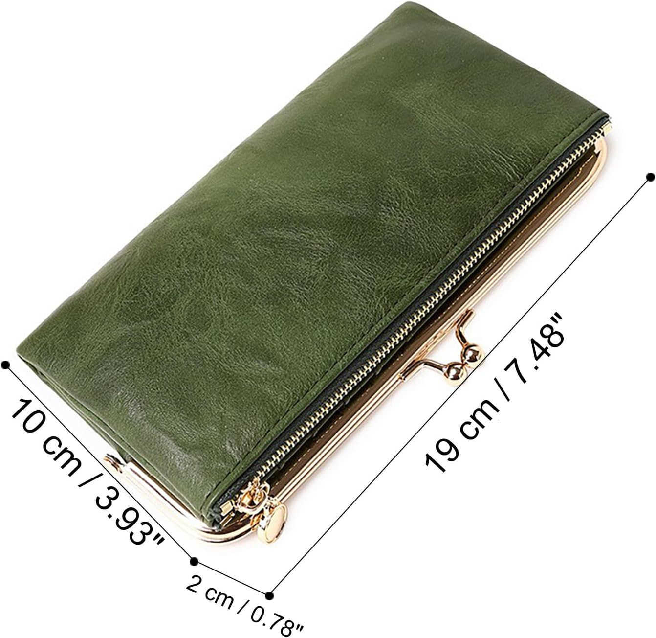 Women Long Wallets Bifold Ladies Purse Clutch with Kiss Lock and Zip Coin PocketZ250910