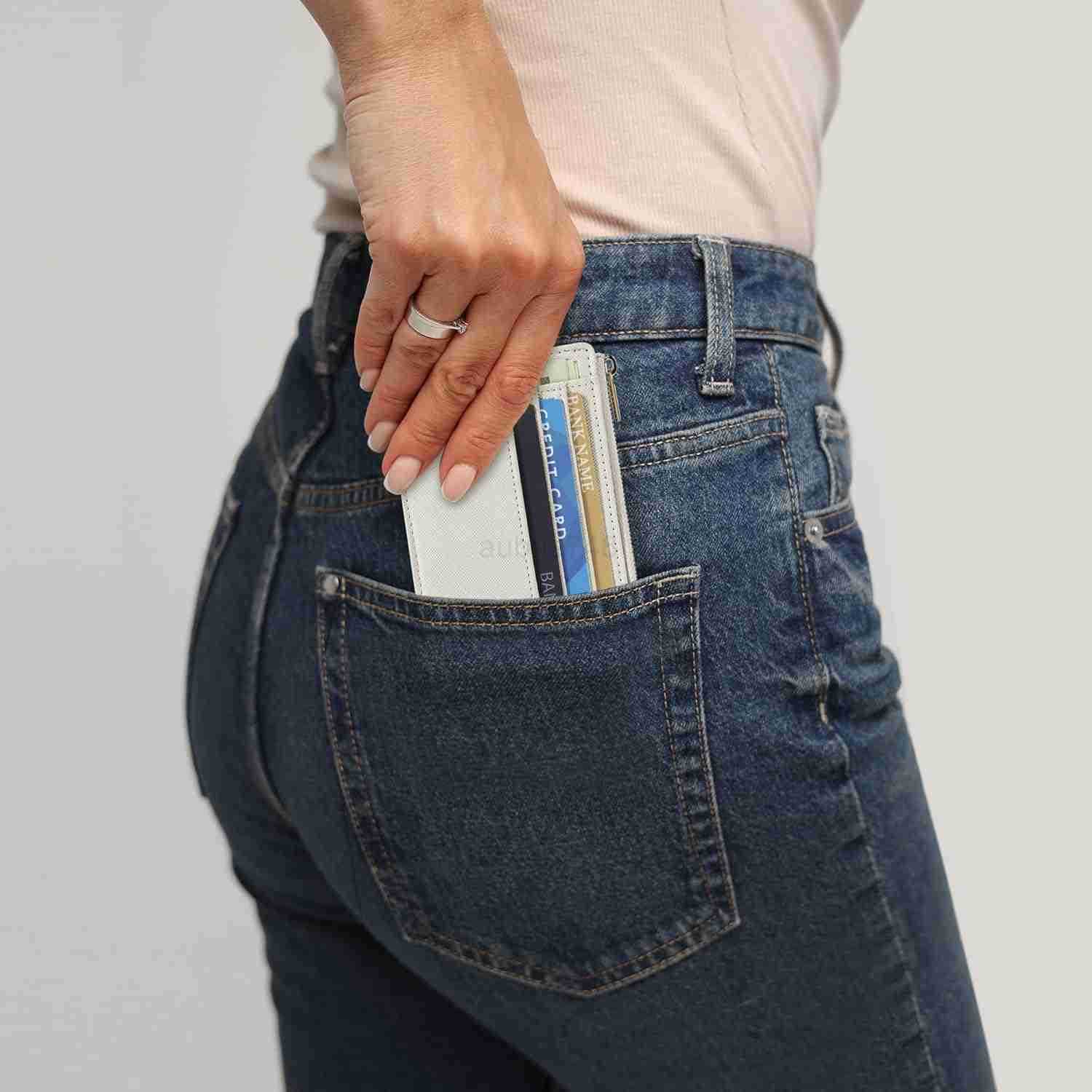 Card Case Slim Front Pocket Wallet for Women CARD Holder with KeychainZ250910
