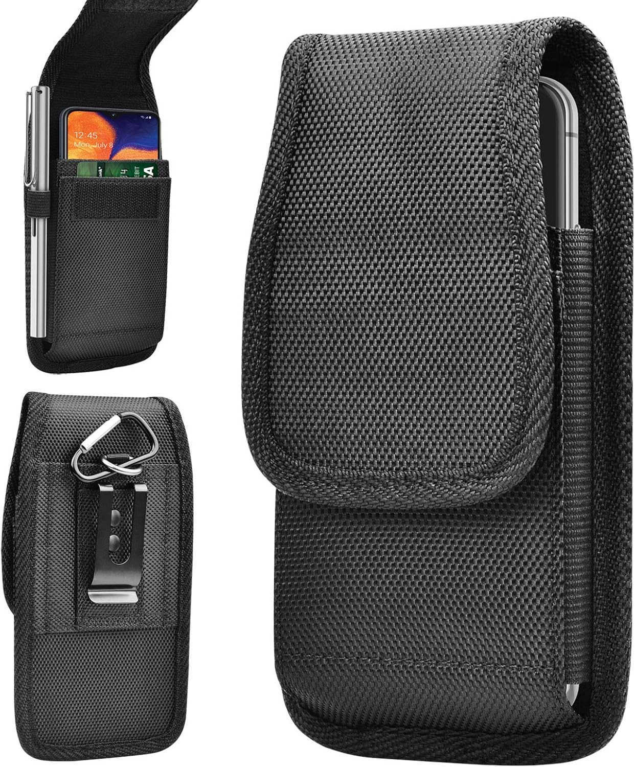 Holster Nylon Cell Phone Pouch Belt Holder Carrying Case with ClipBlack Z250910